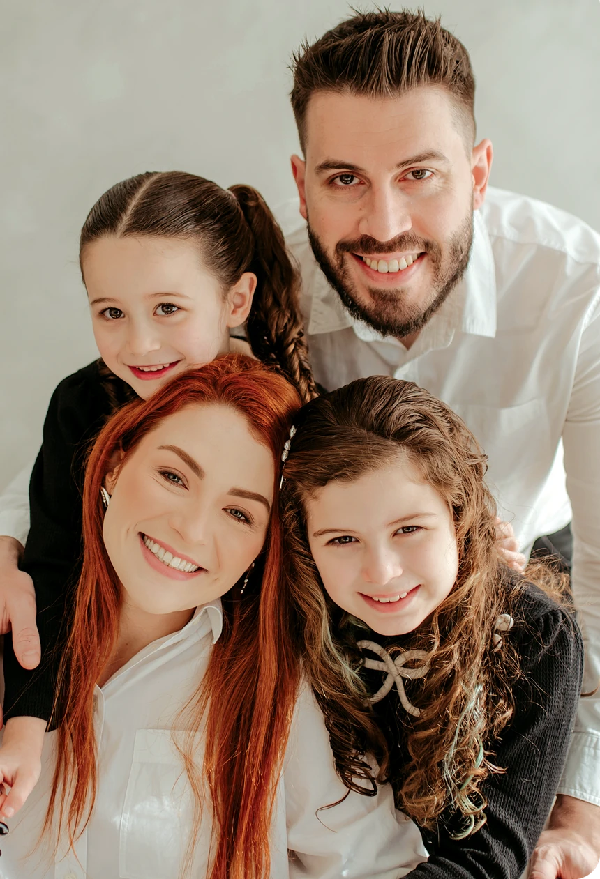 Fran Bonaci com Ricardo, Cecília e Clara